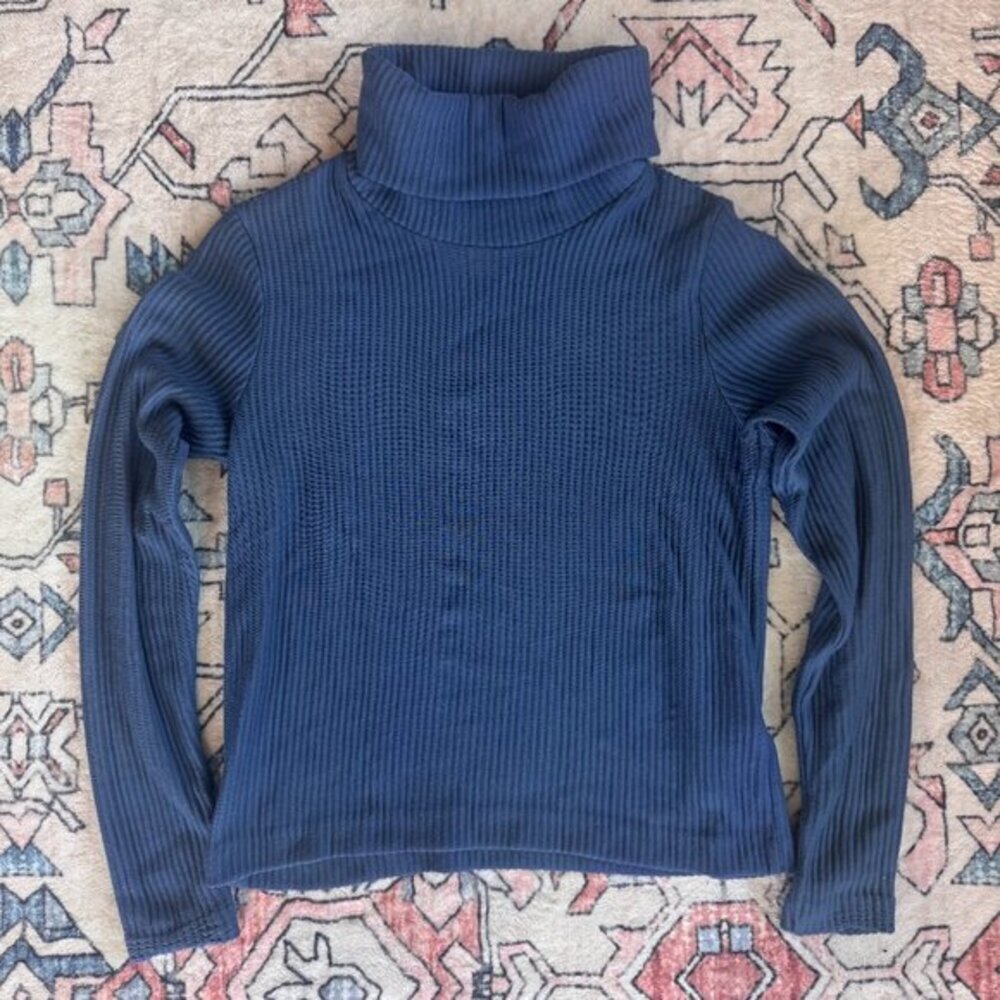 Club Monaco Blue Ribbed Sweater Turtle Neck - size XS